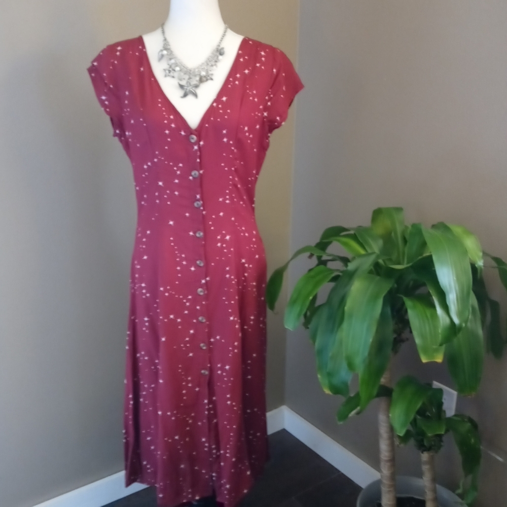 O'Neill rust colored star maxi dress button front